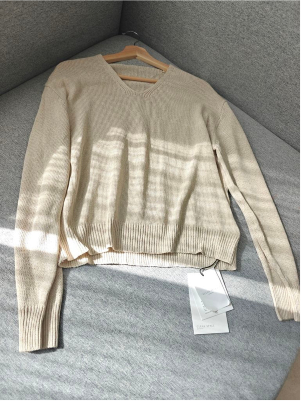 Women's CLEAN SPACE Beige V-Neck Sweater